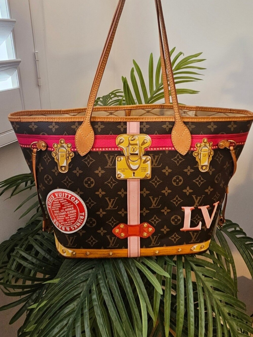 Louis Vuitton Neverfull MM Summer Trunks Neo Collection Tote 💖 w/COA